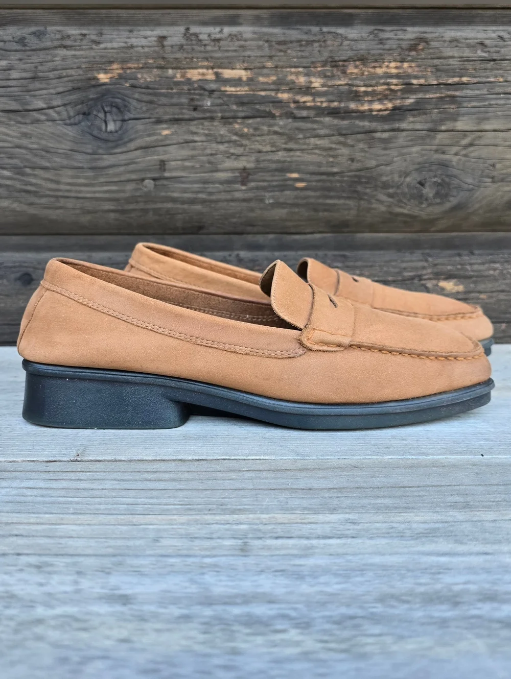 Aerosoles Y2K Preppy Minimalist Leather Sqaure Moc Toe Comfort Penny Loafer 8M